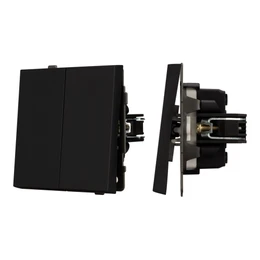 Фото #1 товара Механизм выключателя двухклавишный проходной SWT-TENDO-MKP2-SFPL-BK (230V, 10A) (Arlight, -)