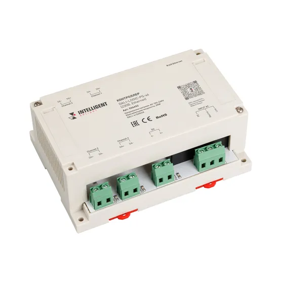 Фото товара INTELLIGENT ARLIGHT Контроллер DALI-LOGIC-PS-x4 (230B, Ethernet) (IARL, IP20 Пластик, 2 года)
