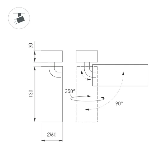 Фото #3 товара Светильник SP-GABI-SURFACE-FLAP-R60-12W Warm3000 (WH, 36 deg, 230V) (Arlight, IP40 Металл, 5 лет)