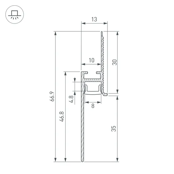 Фото #3 товара Профиль PLINTUS-FANTOM-BENT-H35-SIDE-2000 BLACK (Arlight, Алюминий)