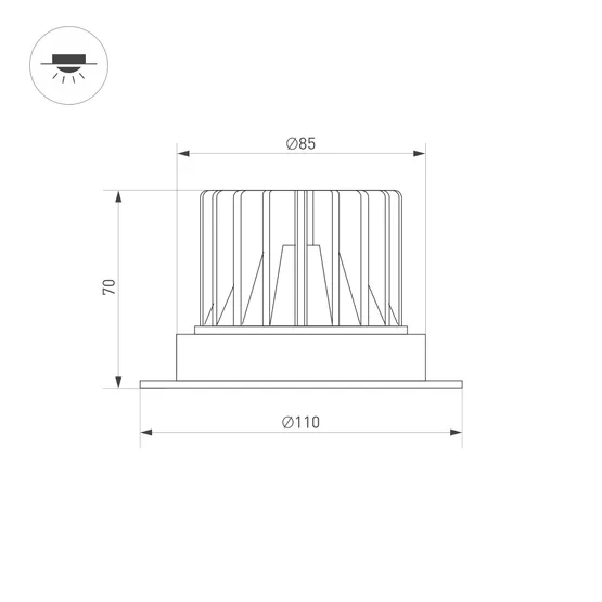 Фото #3 товара Светильник MS-ATLAS-TRIMLESS-R70-12W Warm3000 (BK, 32deg, 230V) (Arlight, IP20 Металл, 5 лет)