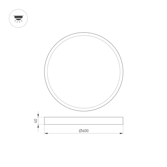 Фото #2 товара Светильник SP-BASIC-R600-48W Warm3000 (WH, 120 deg, 230V) (Arlight, IP40 Металл, 3 года)