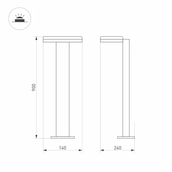 Фото #4 товара Светильник LGD-TENT-BOLL-H900-9W Warm3000 (GR, 110 deg, 230V) (Arlight, IP65 Металл, 3 года)