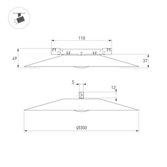 Фото #3 товара Светильник MAG-MICROCOSM-DISCO-R300-7W Warm3000 (BK, 36 deg, 24V) (Arlight, IP20 Металл, 5 лет)