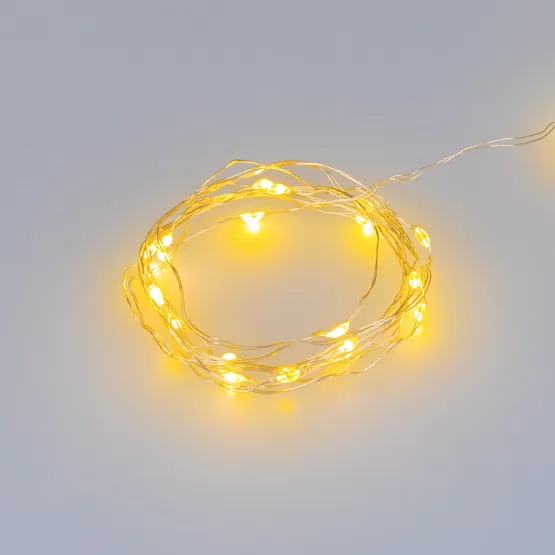 Фото товара Светодиодная гирлянда ARD-DEW-HOME-2000-CLEAR-20LED-STD Yellow (1.5V, Battery Pack, Cork) (Ardecoled, IP20)