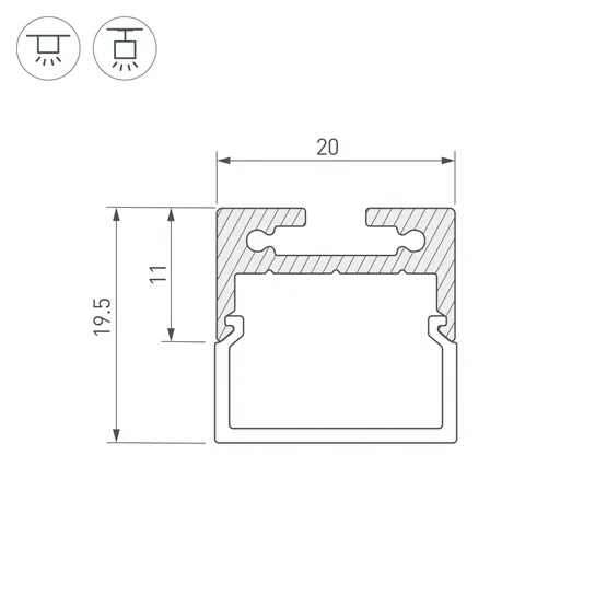 Фото #3 товара Профиль с экраном SL-LINE-2011M-2500 ANOD+OPAL SQUARE (Arlight, Алюминий)