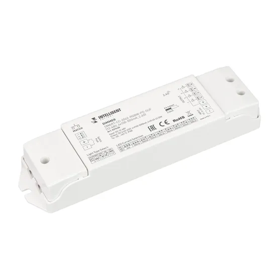 Фото товара INTELLIGENT ARLIGHT Диммер SMART-CC-2042-RGBW-PD-SUF (12-48V, 4x150-500mA, 2.4G) (IARL, IP20 Пластик, 5 лет)