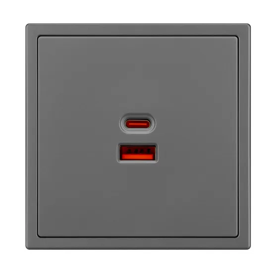 Фото #4 товара ARL NOBE USB Розетка тип A+C софт-тач серый базальт SCT-MUAC-SFPL-FC-GR (65W, QC3) (Arlight, -)