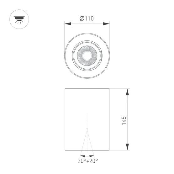 Фото #2 товара Светильник SP-FOCUS-R110-18W Warm3000 (WH, 24 deg, 230V) (Arlight, IP54 Металл, 5 лет)