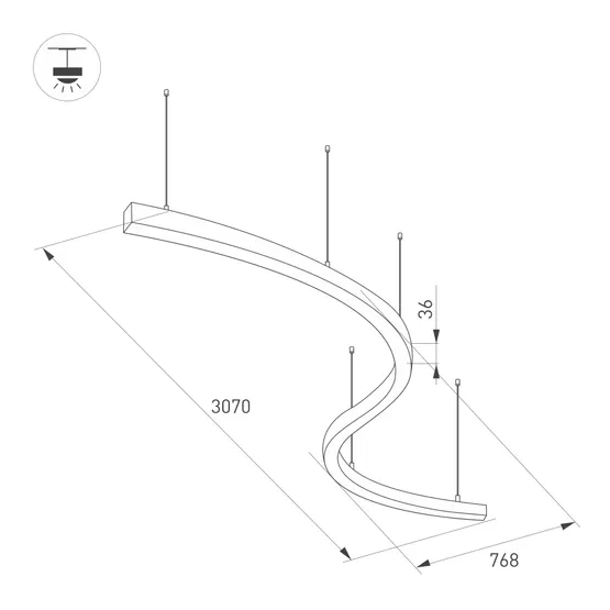 Фото #2 товара Светильник SP-LINE-HANG ARC-S3535-D1500-124W Day4000 (WHITE, 230V) (Arlight, Металл)