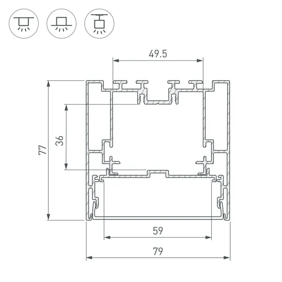 Фото #5 товара Профиль с экраном S2-LINE-7977-2500 ANOD+OPAL (Arlight, Алюминий)