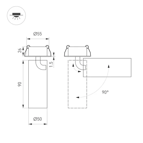 Фото #3 товара Светильник SP-GABI-BUILT-FLAP-R50-9W Warm3000 (BK, 60 deg, 230V) (Arlight, IP40 Металл, 5 лет)