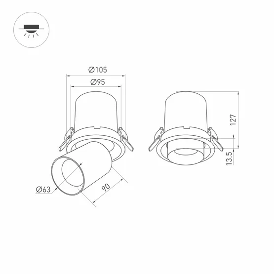 Фото #8 товара Светильник LTD-PULL-R100-10W Day4000 (WH, 24 deg, 230V) (Arlight, IP20 Металл, 5 лет)