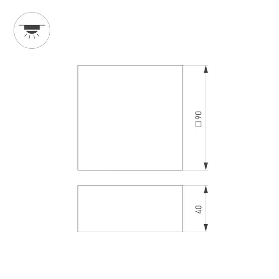 Фото #2 товара Светильник DL-GRIGLIATO-S90x90-12W Warm3000 (BK, 90 deg, 230) (Arlight, IP40 Металл, 5 лет)