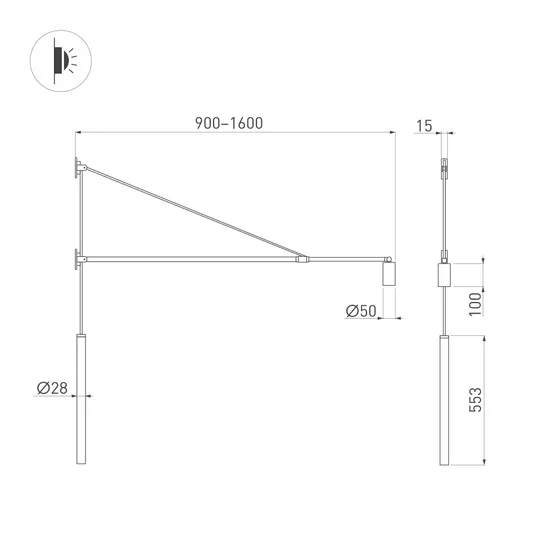 Фото #3 товара Светильник SP-KANEL-WALL-6W Warm3000 (BK, 36 deg, 230V, TELESCOPIC) (Arlight, IP20 Металл, 5 лет)