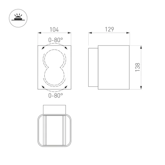 Фото #13 товара Светильник LGD-WALL-VARIO-S104x129-2x6W Warm2700 (GR, 1-80 deg) (Arlight, IP54 Металл, 3 года)