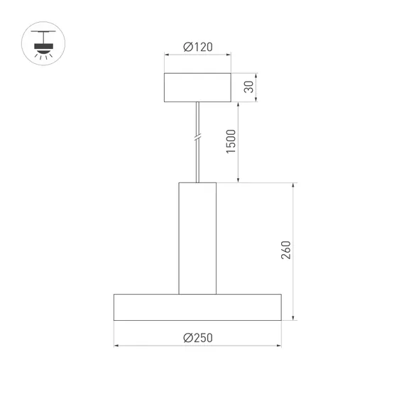 Фото #4 товара Светильник SP-ERIC-R250-8W Warm3000 (BK, 120 deg, 230V) (Arlight, IP20 Металл, 3 года)