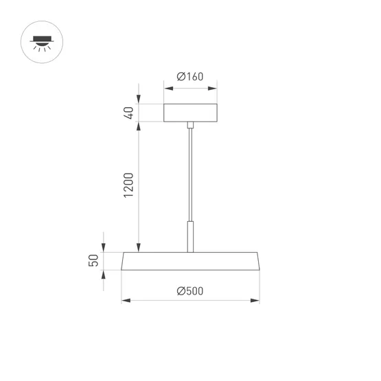 Фото #4 товара Светильник SP-ELEGANT-R500-37W Warm3000 (BK, 120 deg, 230V) (Arlight, IP20 Металл, 3 года)