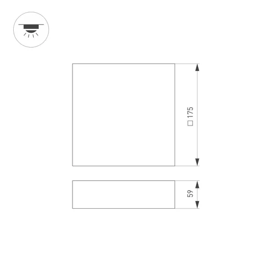 Фото #4 товара Светильник IM-QUADRO-EMERGENCY-3H-S175x175-19W Warm3000 (BK, 120 deg, 230V) (Arlight, IP40 Металл, 2 года)