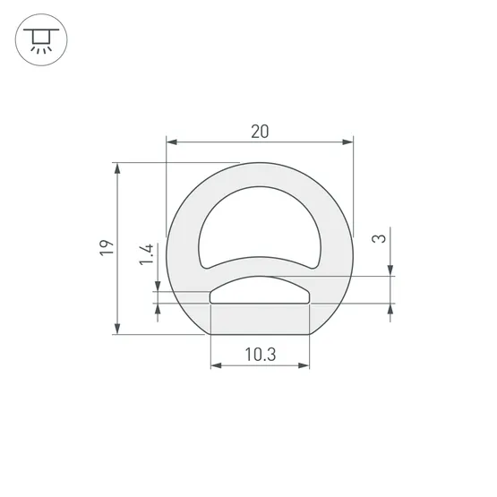 Фото #2 товара Силиконовый профиль WPH-FLEX-D20-TOP-S10-50m WHITE (Arlight, Силикон)