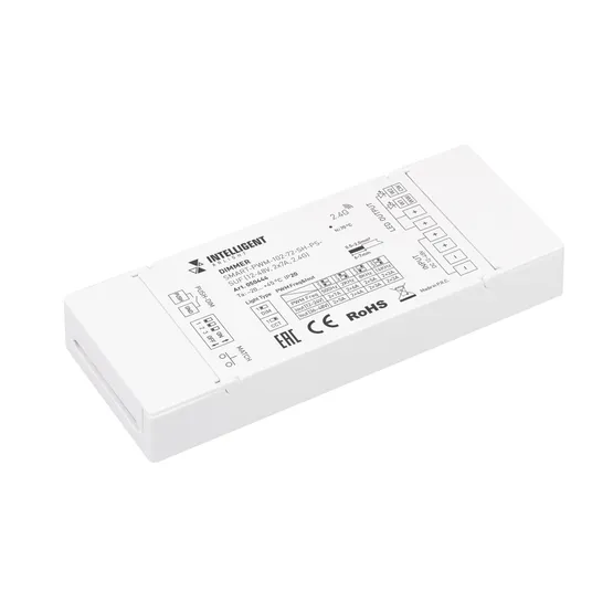 Фото товара INTELLIGENT ARLIGHT Диммер SMART-PWM-102-72-SH-PS-SUF (12-48V, 2x7A, 2.4G) (IARL, IP20 Пластик, 5 лет)
