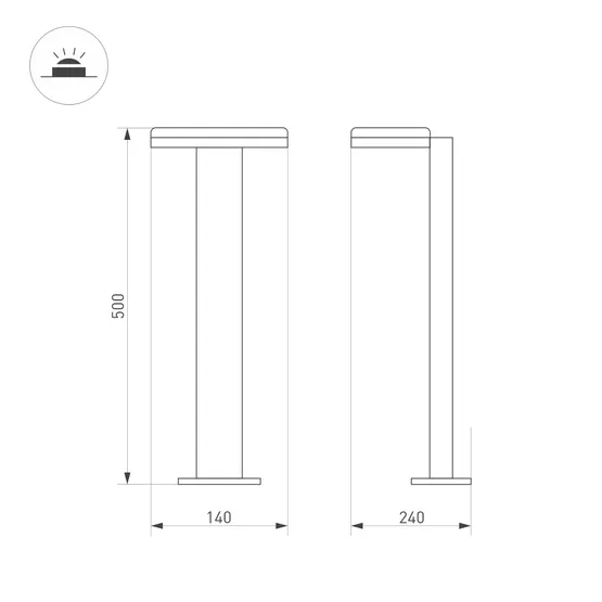 Фото #5 товара Светильник LGD-TENT-BOLL-H500-9W Warm3000 (GR, 110 deg, 230V) (Arlight, IP65 Металл, 3 года)