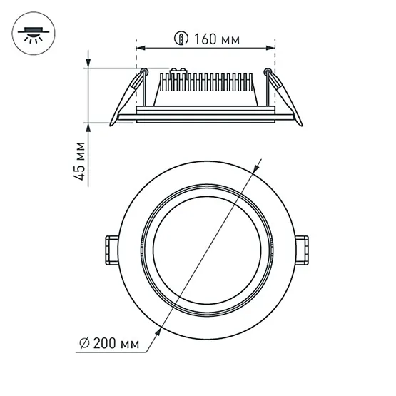 Фото #6 товара Светодиодная панель LT-R200WH 16W Day White 120deg (Arlight, IP40 Металл, 3 года)