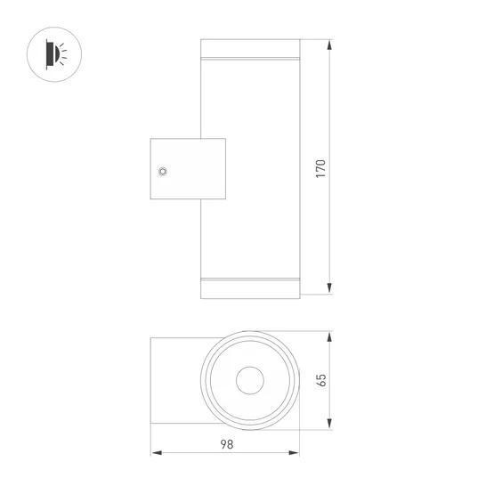 Фото #2 товара Светильник LGD-RAY-WALL-TWIN-R65-2x9W Warm3000 (GR, 23 deg, 230V) (Arlight, IP65 Металл, 3 года)