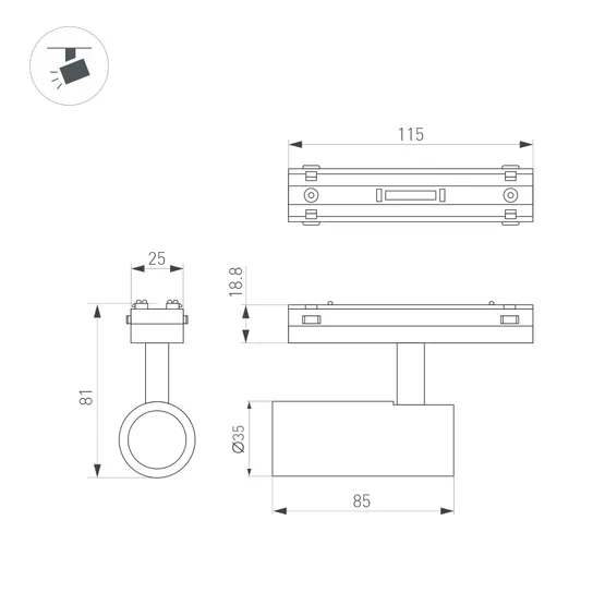 Фото #3 товара Светильник MAG-VIBE-SPOT-R35-8W Warm3000 (WH, 24 deg, 48V) (Arlight, IP20 Металл, 5 лет)