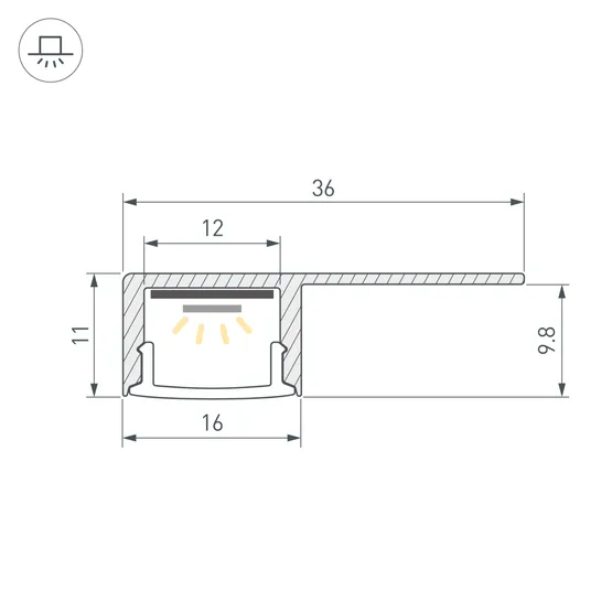 Фото #3 товара Профиль ARH-DECORE-S12-LINE-EDGE-2000 ANOD (Arlight, Алюминий)