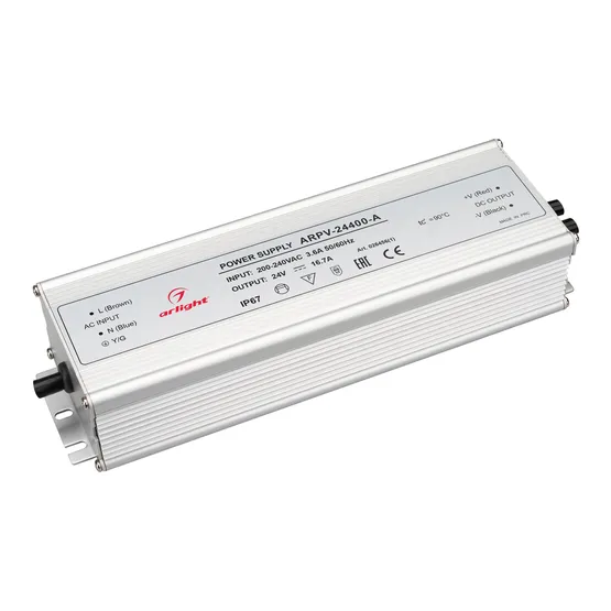 Фото #1 товара Блок питания ARPV-24400-A (24V, 16.7A, 400W) (Arlight, IP67 Металл, 3 года)