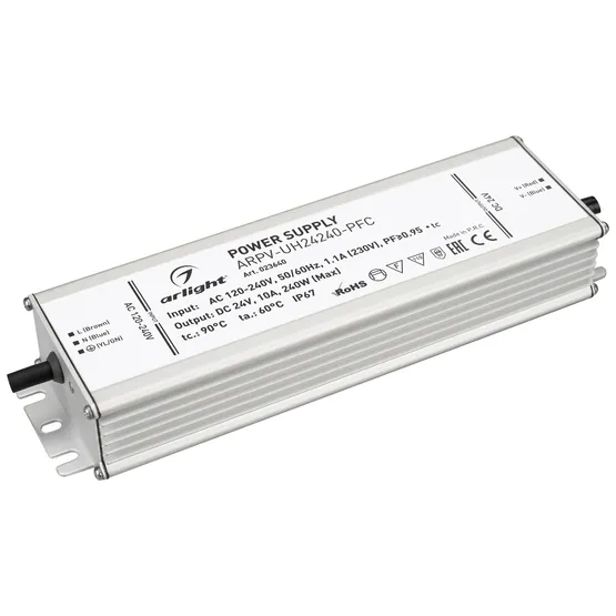 Фото #1 товара Блок питания ARPV-UH24240-PFC (24V, 10.0A, 240W) (Arlight, IP67 Металл, 7 лет)