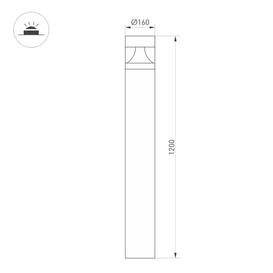 Фото #8 товара Светильник LGD-LANDMARK-BOLL-H1200-20W Warm3500-MIX (GR, 300 deg, 230V) (Arlight, IP65 Металл, 5 лет)