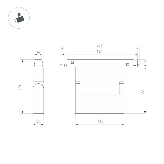 Фото #5 товара Светильник MAG-ORIENT-LASER-FOLD-S195-6W Warm3000 (BK, 30 deg, 48V) (Arlight, IP20 Металл, 3 года)