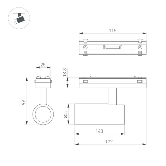 Фото #2 товара Светильник MAG-VIBE-SPOT-R55-18W Warm3000 (WH, 24 deg, 48V) (Arlight, IP20 Металл, 5 лет)