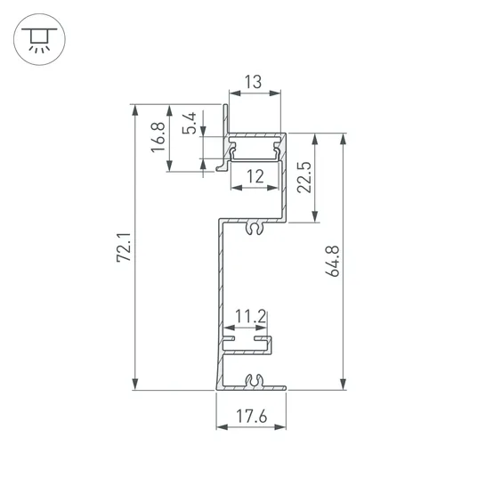 Фото #3 товара Профиль PLINTUS-H73-F-2000 WHITE (Arlight, Алюминий)