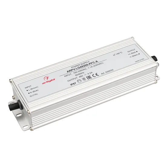 Фото #1 товара Блок питания ARPV-LG48200-PFC-A (48V, 4.2A, 200W) (Arlight, IP67 Металл, 5 лет)