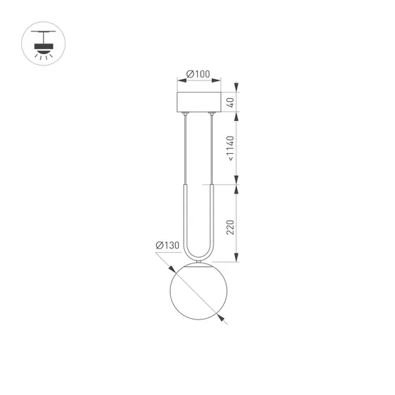 Фото #4 товара Светильник SP-BEADS-HANG-U-R130-10W Warm3000 (BK-GD, 275 deg, 230V) (Arlight, IP20 Металл, 5 лет)