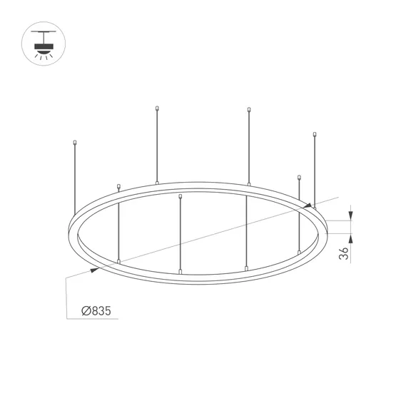 Фото #2 товара Светильник SP-LINE-HANG-ARC-O3535-D800-65W Day4000 (WHITE, 230V) (Arlight, Металл)