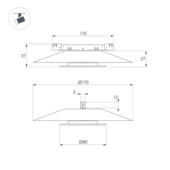 Фото #3 товара Светильник MAG-MICROCOSM-VINYL-R170-7W Day4000 (BK, 150 deg, 24V) (Arlight, IP20 Металл, 5 лет)