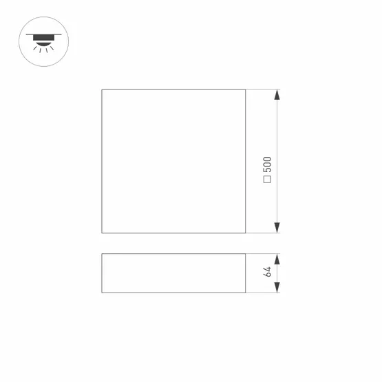 Фото #6 товара Светильник SP-QUADRO-S500x500-50W Warm3000 (WH, 120 deg, 230V) (Arlight, IP40 Металл, 3 года)